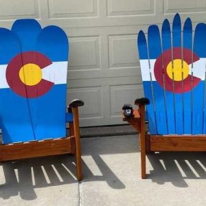 Classic Colorado flag Adirondack ski and snowboard chairs