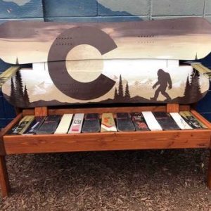 Brown sasquatch Adirondack snowboard bench