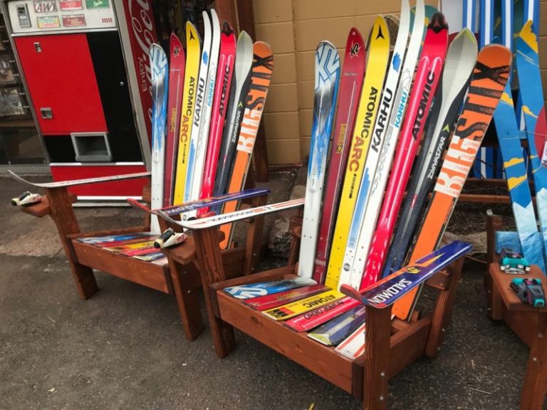 Two Matching Sentimental Ski Chairs (pair of chairs made from your old skis) Send them to us or we can pickup in CO