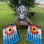 Sugar Skull Ski Chair and Colorado Sun Cornhole Boards