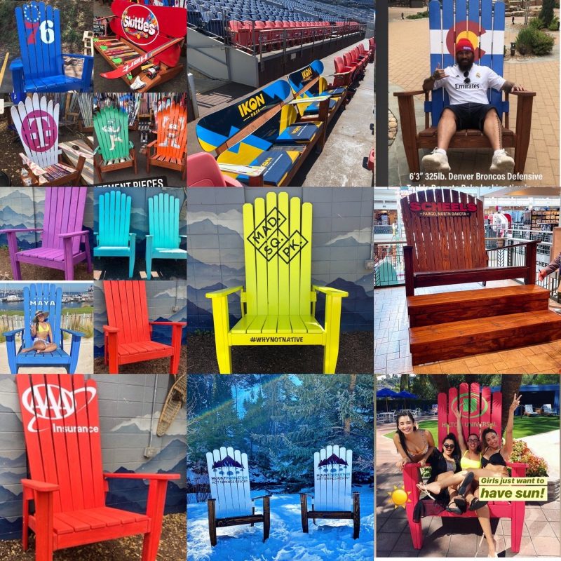 Giant Adirondack Chair, Wood Ski Chair, Oversized 72 or 84 6 or 7