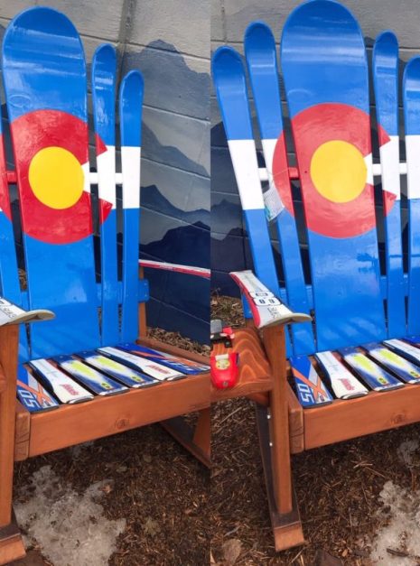 Set of 2 - Hybrid Ski & Snowboard Colorado Flag Adirondack Rocking Chairs
