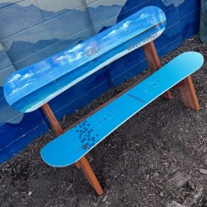 Blue Double Snowboard Bench