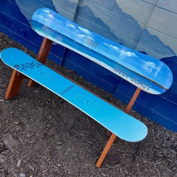 Blue Double Snowboard Bench