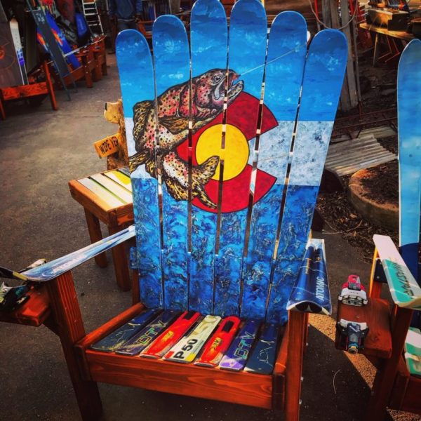 Colorado Flag Rainbow Trout Adirondack Ski Chair