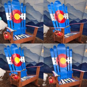 Set of 4 - Hybrid Ski & Snowboard Colorado Flag Adirondack Rocking Chairs