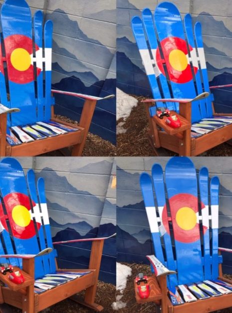 Set of 4 - Hybrid Ski & Snowboard Colorado Flag Adirondack Rocking Chairs