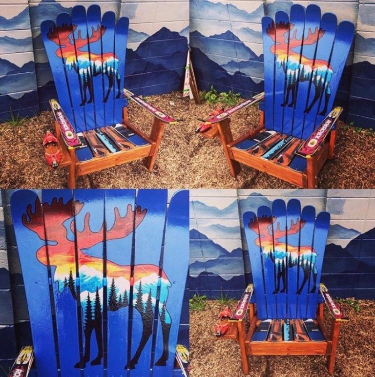 Moose Mural Adirondack Ski Chair