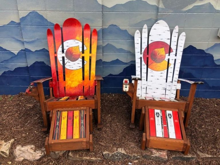 Colorado Aspen Murals Ski Chairs with Matching Ottomans – Set of 4