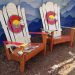 White Colorado pinecone Adirondack hybrid ski/snowboard chairs