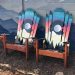 Teal Colorado sunset moon Adirondack hybrid ski/snowboard chairs