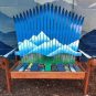 Nordic mountain mural Adirondack ski bench
