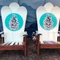 Pinecone mural Adirondack snowboard chairs