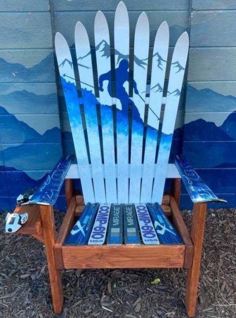 Snowy mountain skier Adirondack ski chair