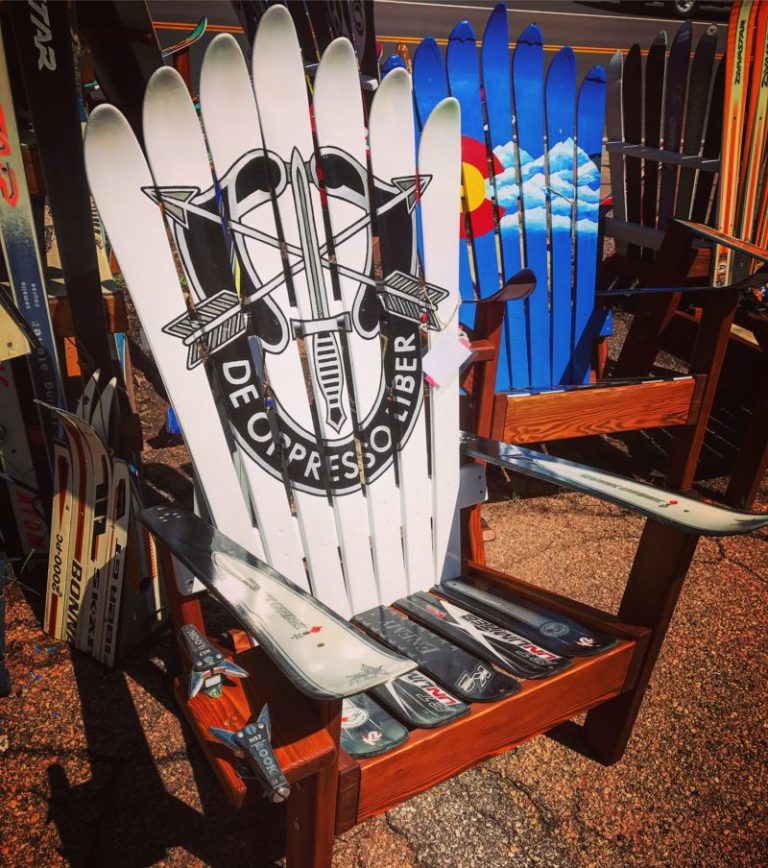 Adirondack Ski Chair with Hand-Painted Special Forces Crest