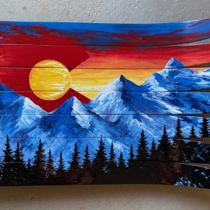 Colorado sunset ski wall art