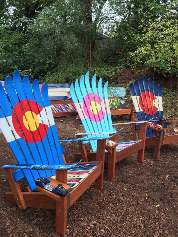 Adirondack Ski Chairs with Colorful Colorado Flag – Set of 3