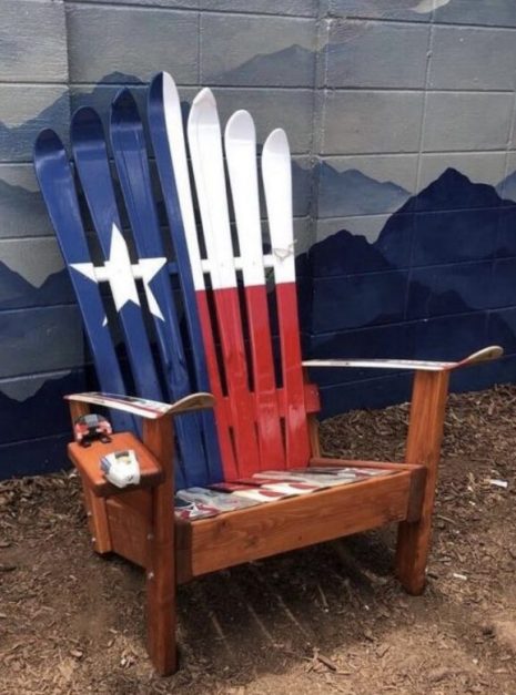 Texas state flag wooden ski chair