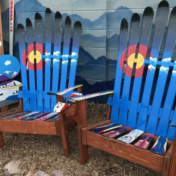 Colorado Mountain Stencil with Starry Night Sky Adirondack Ski Chair