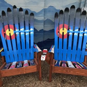 Colorado Mountain Stencil with Starry Night Sky Adirondack Ski Chair