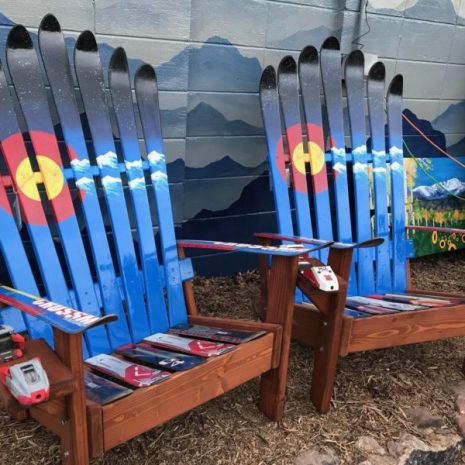 Colorado Mountain Stencil with Starry Night Sky Adirondack Ski Chair