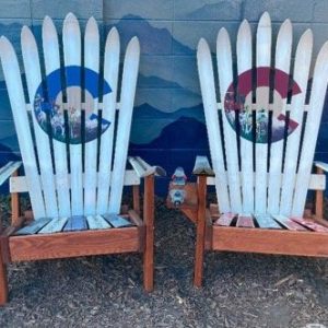White Colorado Adirondack ski chairs