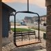 Outdoor metal ski lift hanging bench
