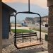 Outdoor metal ski lift hanging bench