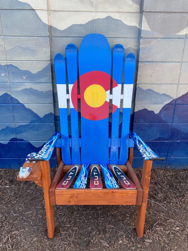 Colorado Flag Hybrid Ski/Snowboard Chair our (#1 Best Selling painted chair)