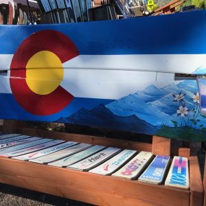 Colorado Columbines and Mountains Snowboard Bench