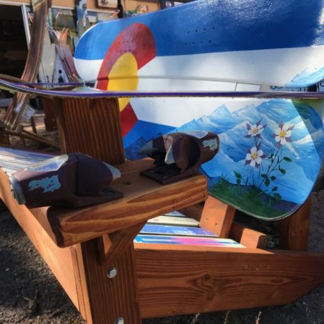 Colorado Columbines and Mountains Snowboard Bench