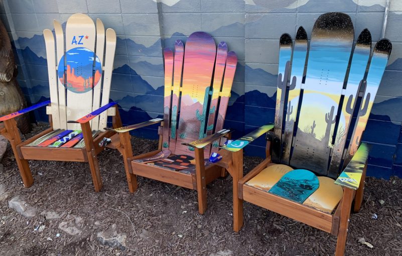 Snowboard Heart Sunset Mountain Mural Wall Art - Colorado Ski Chairs