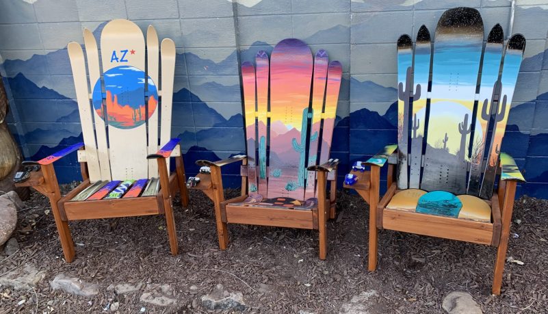 Snowboard Heart Sunset Mountain Mural Wall Art - Colorado Ski Chairs