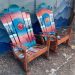 Pink blue colorado Adirondack snowboard chairs