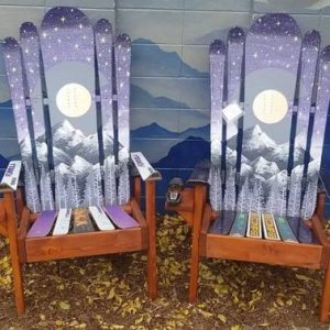 Purple starry ski Colorado Adirondack hybrid ski/snowboard chairs
