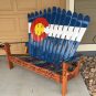Colorado Flag Repurposed Adirondack Ski Bench with custom front board