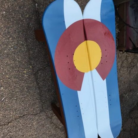 CO flag snowboard coffee table