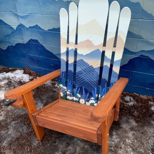 Mountain Mural Blue hybrid Adirondack Ski/Snowboard Chair