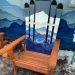 Mountain Mural Blue hybrid Adirondack Ski/Snowboard Chair