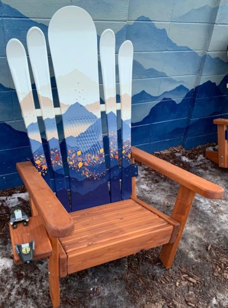 Mountain Mural Blue hybrid Adirondack Ski/Snowboard Chair