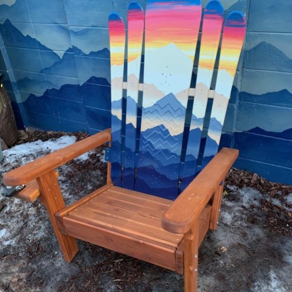 Mystic mountain sunset hybrid Adirondack snowboard chair