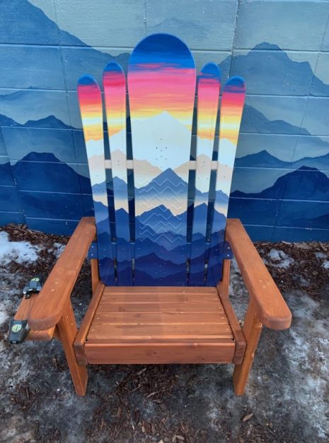Mystic mountain sunset hybrid Adirondack snowboard chair