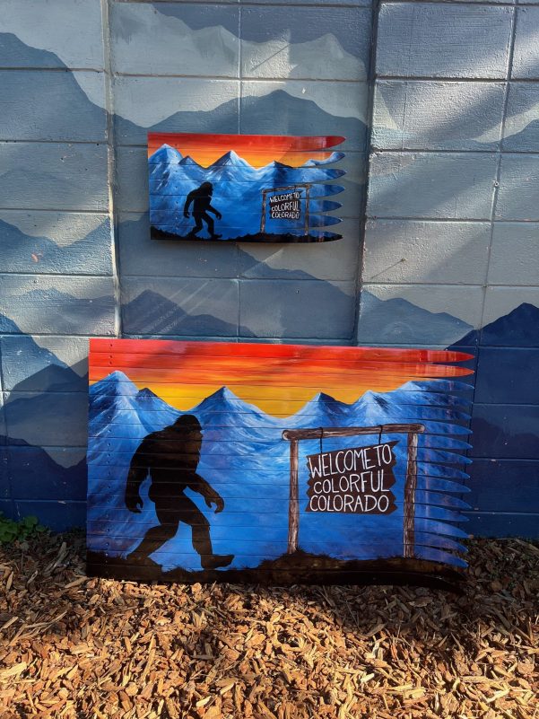 Sunset Bigfoot “Welcome to Colorful Colorado” Ski Wall Art – 48″