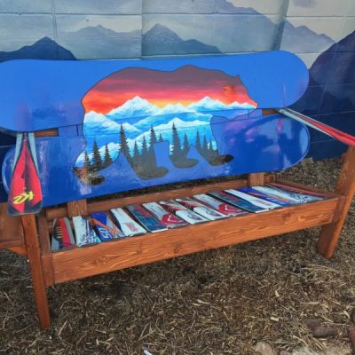 Colorado Bear Mural Adirondack Snowboard Bench