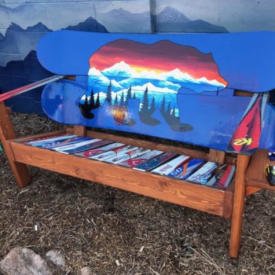 Colorado Bear Mural Adirondack Snowboard Bench