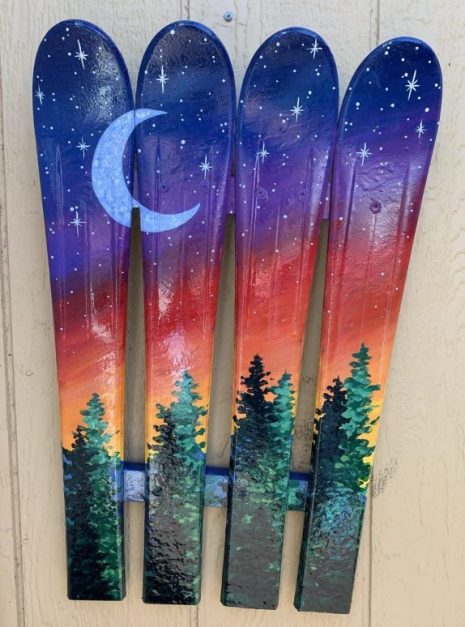 Starry Sunset mountain sky mural ski wall art