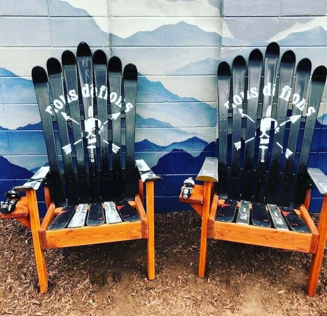 Handpainted black/green colorado ski chairs