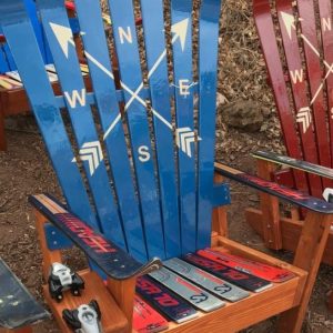 Navy Blue Crossed Arrows Adirondack Ski Chair