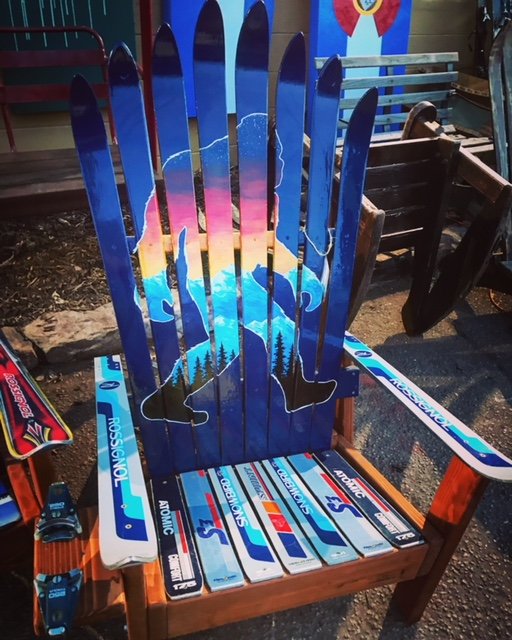 Adirondack Ski Chair with Bigfoot Sunset Mural