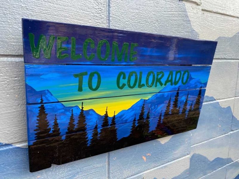 Welcome to Colorado hand painted wall art